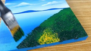 почему я не знал эту технику раньше? Легкая картина акрилом мечтательный летний пейзаж