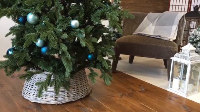 Плетёная корзина ЛУКОШКО для декорирования основания елки, белёное дерево, 60х26 см J11700020 смотреть онлайн