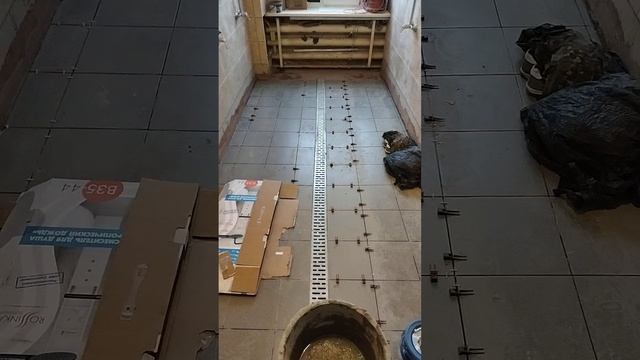 укладка на полной плитки с уклоном под сливной трап! смотреть онлайн