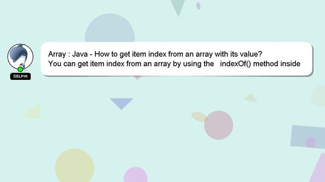 Array : Java - How to get item index from an array with its value? смотреть онлайн