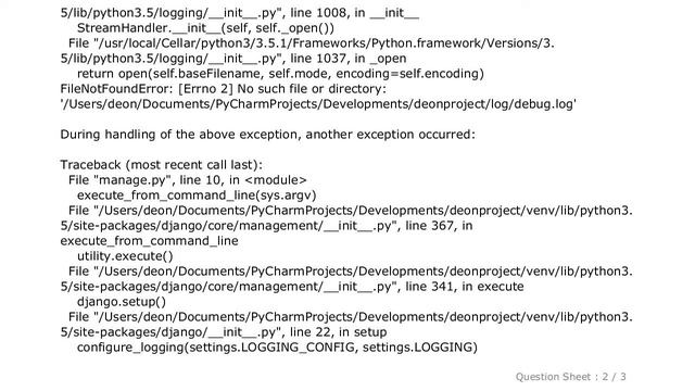 Django : ValueError: Unable to configure handler 'file': [Errno 2] No such file or directory: смотреть онлайн