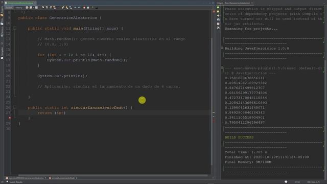Java Ejercicio: 408 Usar el Método static Math.random() para Generar Reales Aleatorios смотреть онлайн