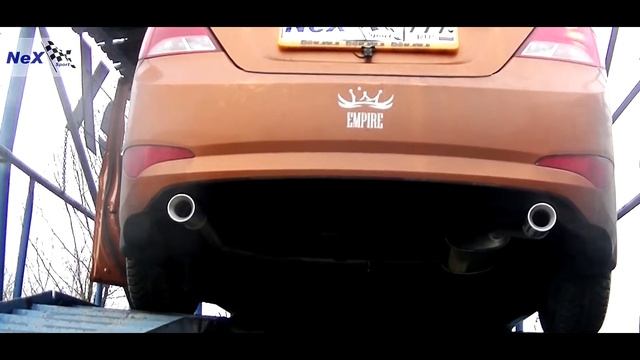 NeX® Hyundai Solaris Sedan Restyle. ЭКСКЛЮЗИВ! ТИЗЕР. Глушитель раздвоенный & насадки Ø 76 мм. смотреть онлайн