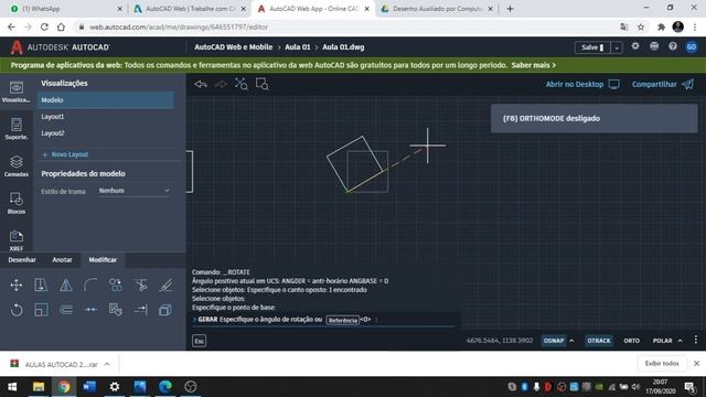 Mini Curso AutoCad On Line - Aula 05 | Comandos Move, Copy, Rotate, Mirror e Trim смотреть онлайн