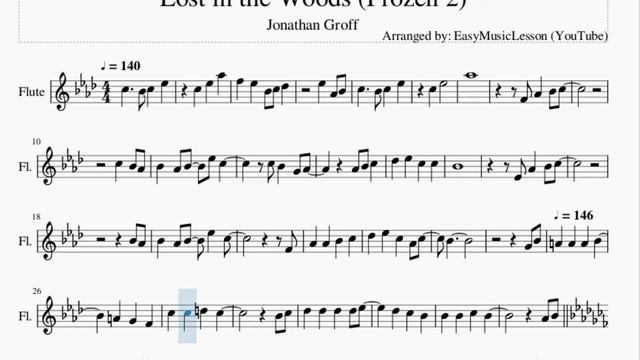 Flute Sheet Music: How to play Lost in the Woods (Frozen 2) by Jonathan Groff смотреть онлайн