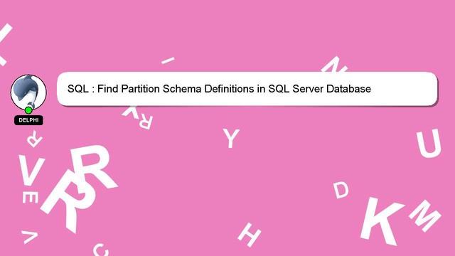 SQL : Find Partition Schema Definitions in SQL Server Database смотреть онлайн