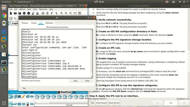 5.4.1.2 Cisco Packet Tracer 7.2 - Configure IOS Intrusion Prevention System IPS Using the CLI смотреть онлайн