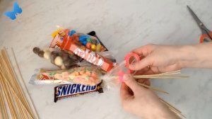 DIY Сладкий БУКЕТ из ШОКОЛАДОК / Как сделать букет из конфет сладостей своими руками