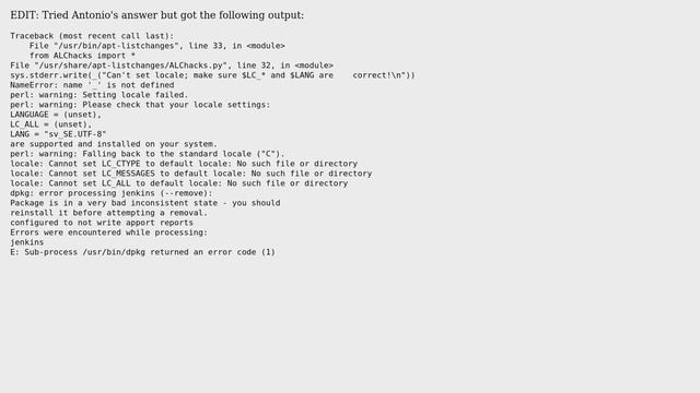 Trying to remove faulty installation of Jenkins смотреть онлайн