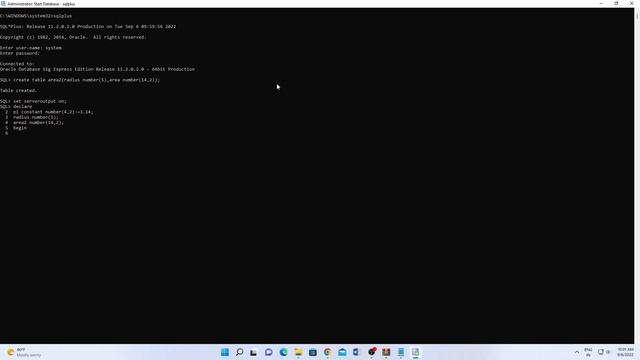 Implementation of PLSQL program for calculating Area of Circle смотреть онлайн