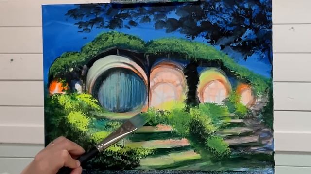 How To Paint A Hobbit House In The Shire - Acrylic Tutorial смотреть онлайн