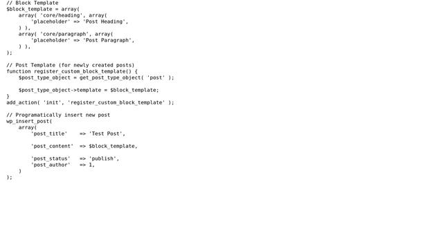 Wordpress: Add PHP block template to content using wp_insert_post смотреть онлайн