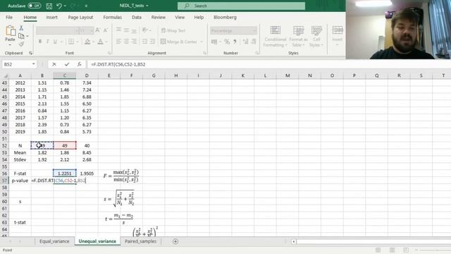 Unequal variance T-test explained (Excel) смотреть онлайн