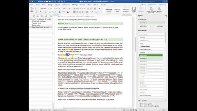 Applying, Editing, and Adding styles in MS Word 365 on Mac смотреть онлайн