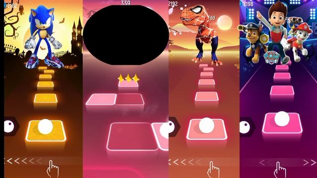 Sonic Prime- Maxwell Cat- Spider T-Rex - Paw Patrol -- Tiles Hop Music Game смотреть онлайн