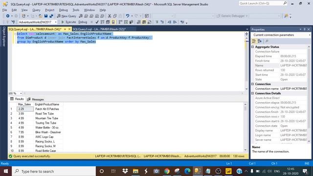 MAX Salesamount SQL VS PowerBI смотреть онлайн