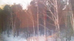 Поезд 29Н «Кузбасс» Кемерово-Москва 06.01.2015. Закат. Станция Болшево - Подлипки-Дачные МЖД