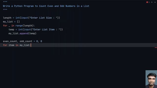 Write a Python Program to Count Even and Odd Numbers in a List смотреть онлайн