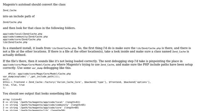 Magento: Fatal error: Class 'Zend_Cache' not found /app/code/core/Mage/Core/Model/Cache.php смотреть онлайн