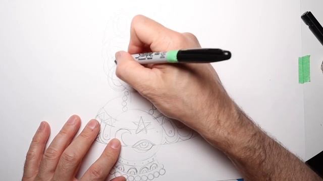 How to Draw a Traditional Tattoo FORTUNE TELLER Old School Pin-up Design - Coloring Book Page смотреть онлайн