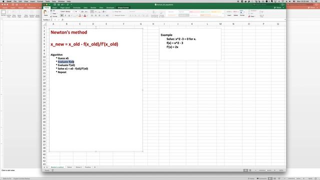 Newtons method in Excel смотреть онлайн