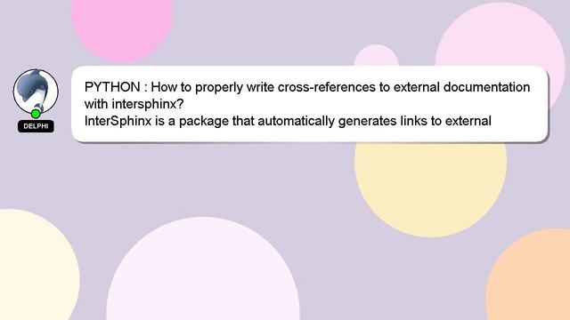 PYTHON : How to properly write cross-references to external documentation with intersphinx? смотреть онлайн