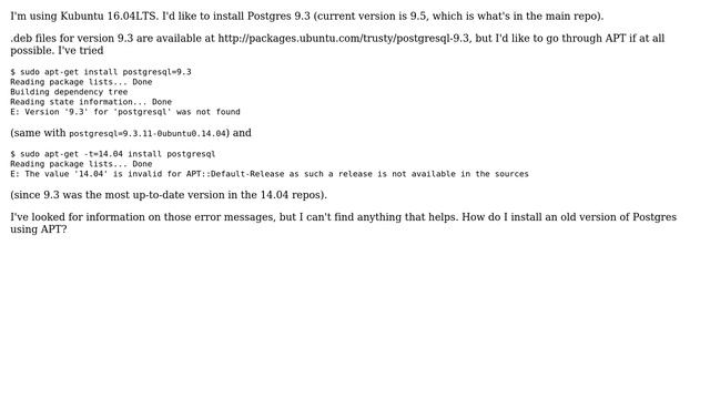 How do I install an old version of Postgres using APT? смотреть онлайн