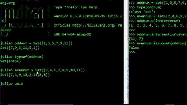 Julia Vs Python Tutorials - Set смотреть онлайн