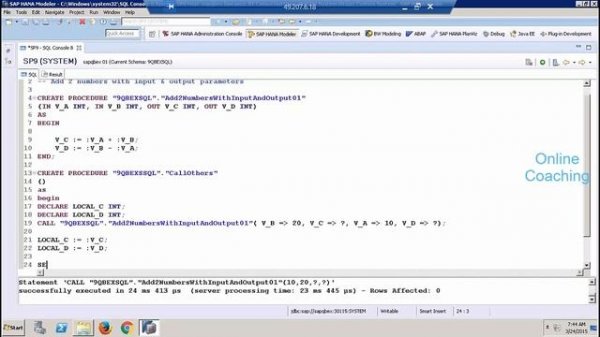 SAP BW On Hana Procedures Debugging Tutorial | SQL Procedures - 14