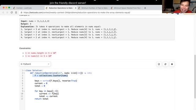 1887. Reduction Operations to Make the Array Elements Equal (Leetcode Medium) смотреть онлайн