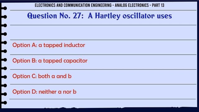 MCQ Questions Analog Electronics - Part 13 with Answers смотреть онлайн
