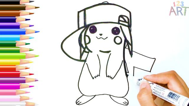 How to draw Pikachu | Easy Pikachu Drawing 😍 & Painting | Coloring for Toddlers #6 смотреть онлайн