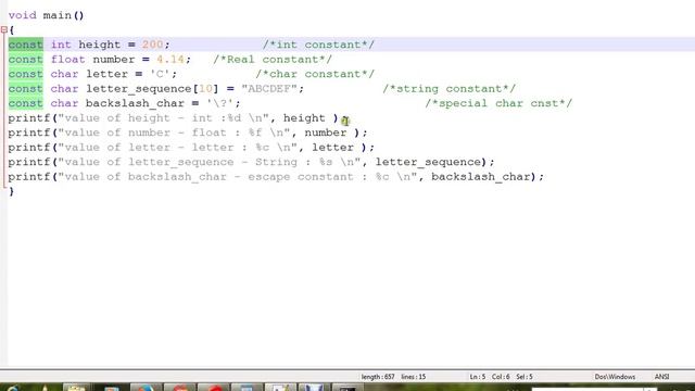 TAMIL C CONSTANTS INT FLOAT CHAR SAMPLE PROGRAM смотреть онлайн