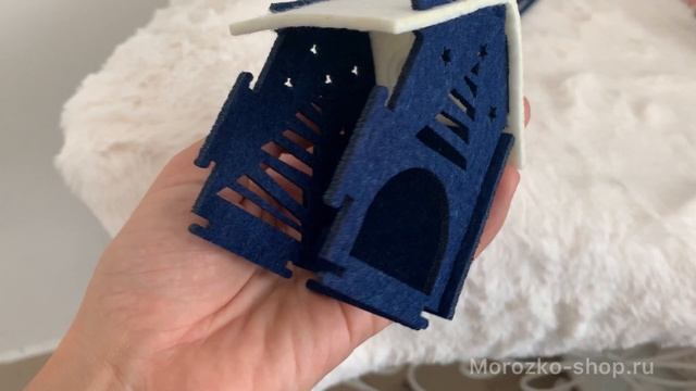 Ёлочное украшение, подсвечник, ФЕТРОВЫЙ ДОМИК малый, синий с белой крышей, 9х6 см GLD-20853/WBL смотреть онлайн