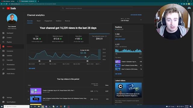 How Much Money YouTube Pays Me With 1,000 Subscribers | Coding & Tech Channel смотреть онлайн