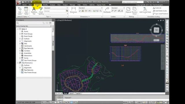 Autocad Civil 3d Tutorial 01 - The User Interface - Work Spaces, Overview, Ribbon смотреть онлайн