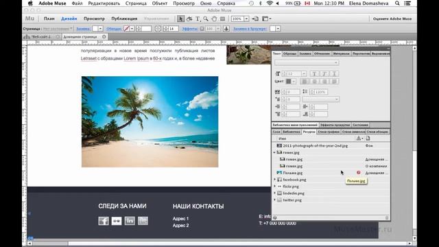 #18 MuseMaster.ru. Панель "Pесурсы" в Adobe Muse смотреть онлайн