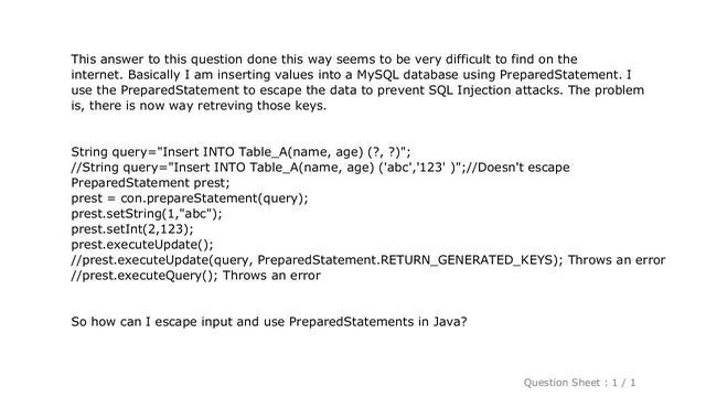 MySQL : Java PreparedStatement retrieving last inserted ID смотреть онлайн