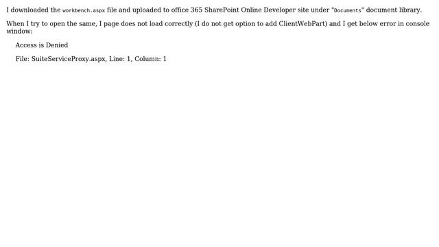 Sharepoint: Access denied in Workbench.aspx смотреть онлайн