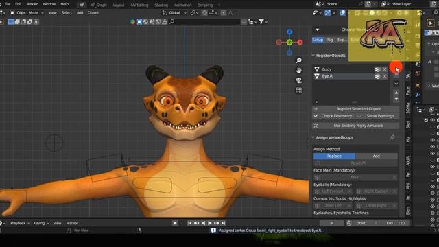 Combined Rigging Using Auto Rig Pro + FACEIT FACIAL RIG | Kobold Rig Blender 3D Model
