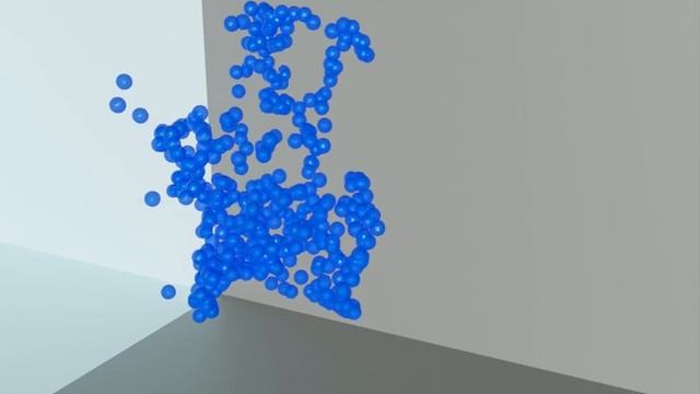 Dispersion of Lagrangian water droplets in DNS simulation domain. (Author: Sh. Abdunabiev) смотреть онлайн