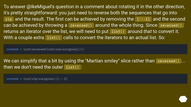 Rotating a two-dimensional array in Python смотреть онлайн