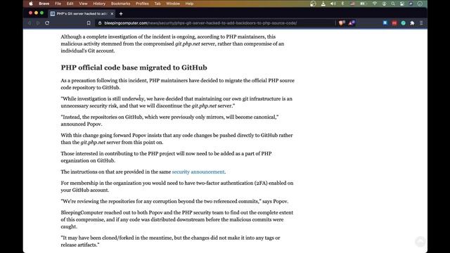 PHP’s Git Server hacked - Two Remote Code executions added to the source code, let us discuss смотреть онлайн