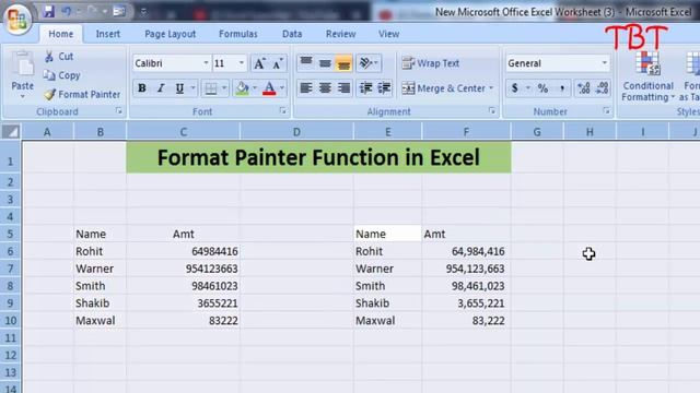 Excel Format Painter Function || Copy & Paste Cell Format In Excel