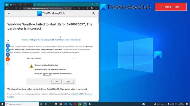 Windows Sandbox failed to start, Error 0x80070057, The parameter is incorrect смотреть онлайн