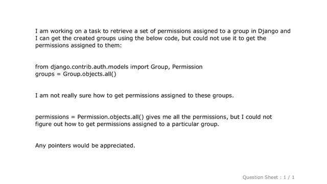 Django : How to retrieve all permissions assigned to a group in Django смотреть онлайн