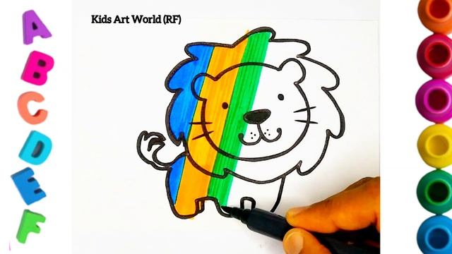 How to draw Lion l Lion Drawing, Painting and Coloring for Kids & Toddlers | Drawing Basics смотреть онлайн
