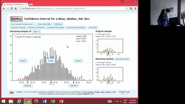 Lock5 Statistics: Bootstrap Confidence Intervals Using Percentiles (Marist Professor Carla Hill) смотреть онлайн