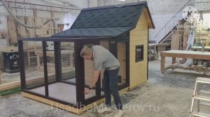 Зимний вольер для кошек "Гарфилд". Купить теплую будку для кошек с вольером у производителя