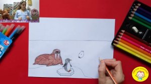 Как нарисовать ЖИВОТНЫХ СЕВЕРА. УРОК 194 Тема: "северные животные"- цветные карандаши